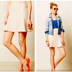 Anthro Maeve Brand Cream A Line Skirt Sz 2